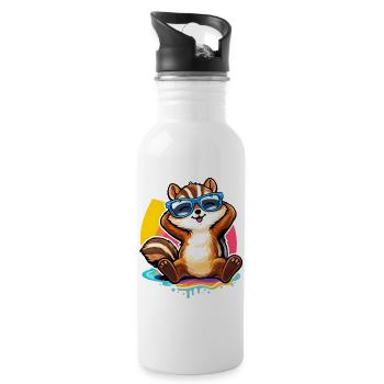 Relaxed chipmunk with sunglasses - Water bottle with straw - white - Right