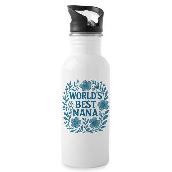 World's Best Nana Floral Wreath - Water bottle with straw - white - Right