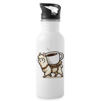Coffee Llama Carrying Design - Water bottle with straw - white - Right