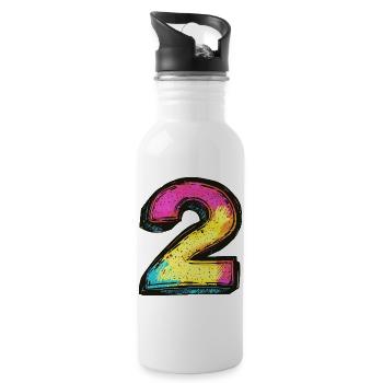 2 Number Colorful - Water bottle with straw - white - Right