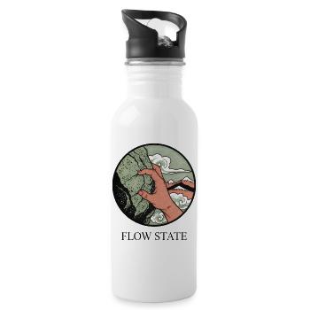 Flow State: Hand Gripping Mountain - Water bottle with straw - white - Right