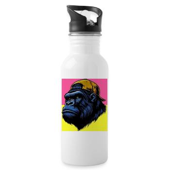 gorilla - Water bottle with straw - white - Right