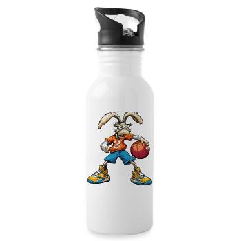 Bunny Basketball / Rabbit Baller - Water bottle with straw - white - Right