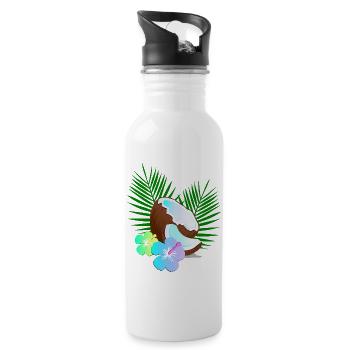 Kokosnuss Insel Tropen Hibiskus - Trinkflasche mit integriertem Trinkhalm - Weiß - Rechts