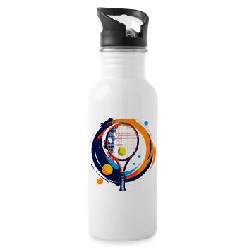 Vibrante Tennis Art Tennis Ball Tennis Racket - Water bottle with straw - white - Right