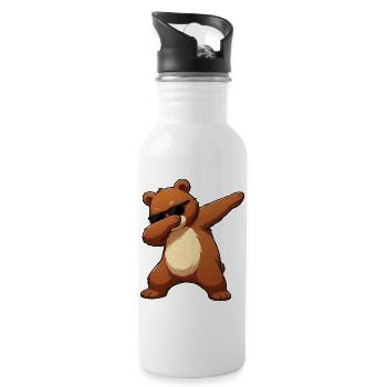 Dab Bear with Sunglasses - Water bottle with straw - white - Right