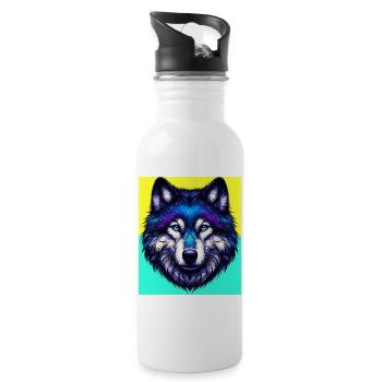 Wolf - Water bottle with straw - white - Right