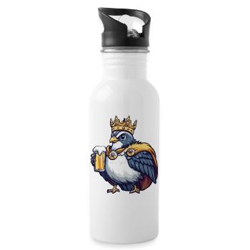 Taube Vogel Bier König - Trinkflasche mit integriertem Trinkhalm - Weiß - Rechts