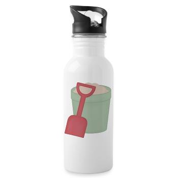Sandpit Shovel Motif - Water bottle with straw - white - Right