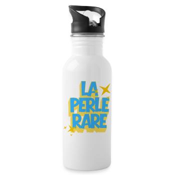 Die seltene Perle, positives Zitat - Trinkflasche mit integriertem Trinkhalm - Weiß - Rechts