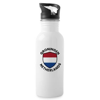 Groningen Shield Flag - Water bottle with straw - white - Right