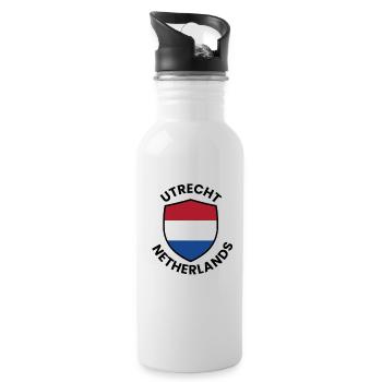 Utrechter Schild Niederländische Flagge - Trinkflasche mit integriertem Trinkhalm - Weiß - Rechts