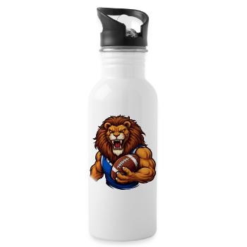 Lion Football Mascot - Water bottle with straw - white - Right