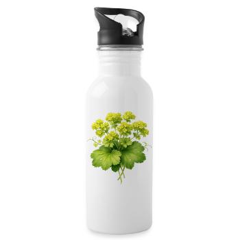 Frauenmantel Pflanze mit Blüten  - Trinkflasche mit integriertem Trinkhalm - Weiß - Rechts