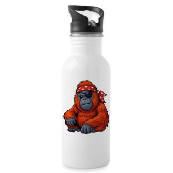 orang-utan-pirat - Trinkflasche mit integriertem Trinkhalm - Weiß - Rechts