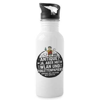 Antike WLAN Toilettenpapier Humor - Trinkflasche mit integriertem Trinkhalm - Weiß - Rechts
