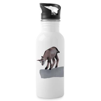 Chamois on the rock - Water bottle with straw - white - Right