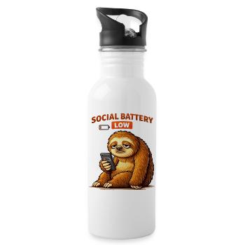 Schlechte Sozialbatterie niedrig - Trinkflasche mit integriertem Trinkhalm - Weiß - Rechts