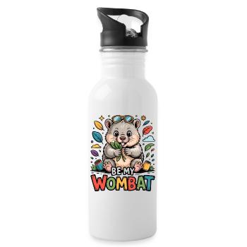 Be My Wombat: Niedliches Design - Trinkflasche mit integriertem Trinkhalm - Weiß - Rechts