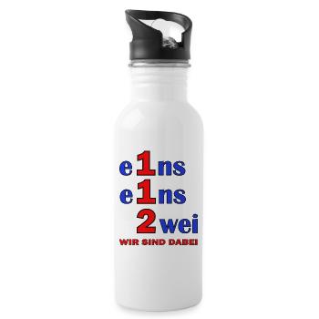 Eins Eins Zwei – Wir Sind Dabei - Feuerwehr - Trinkflasche mit integriertem Trinkhalm - Weiß - Rechts