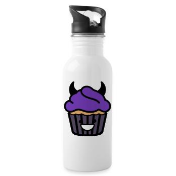 Dark Cute Cupcake Devil Kawaii Food Design - Trinkflasche mit integriertem Trinkhalm - Weiß - Rechts
