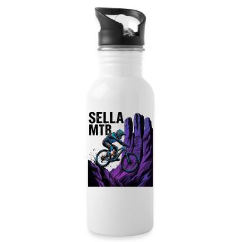 Sellaronda Italy Neon MTB Cliff Ride - Water bottle with straw - white - Right