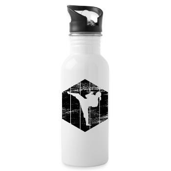 Karateka Mädchen - Trinkflasche mit integriertem Trinkhalm - Weiß - Rechts
