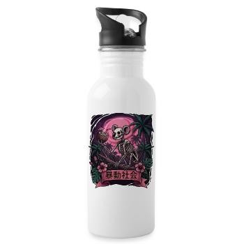 Skeleton Koala on Neon Moon in Jungle - Water bottle with straw - white - Right