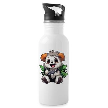 Panda Gamer mit Controller - Trinkflasche mit integriertem Trinkhalm - Weiß - Rechts