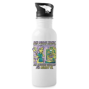 Reality TV Putzpause Humor Design - Trinkflasche mit integriertem Trinkhalm - Weiß - Rechts