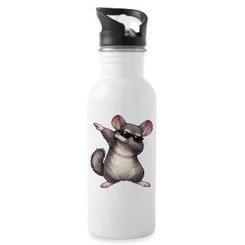 Dabbing Chinchilla - Gourde avec paille intégrée - blanc - Droite