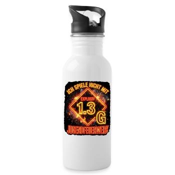 Pyro Explosiv Gefahrgut - Trinkflasche mit integriertem Trinkhalm - Weiß - Rechts