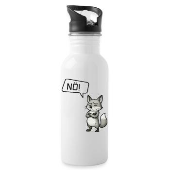 Nö! Fuchs – Schlauer Sturkopf sagt Nein - Trinkflasche mit integriertem Trinkhalm - Weiß - Rechts