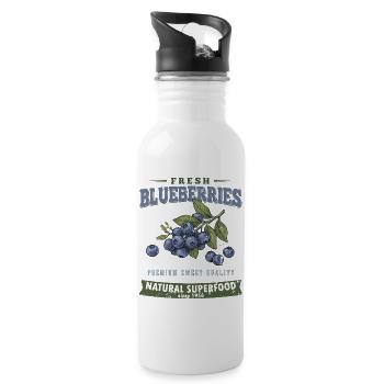 Vintage Blaubeer Shirt, Sweet Blueberry Style - Water bottle with straw - white - Right