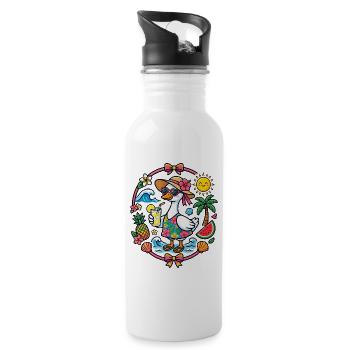 Goose on the Beach - Tropical Summer Vibes - Trinkflasche mit integriertem Trinkhalm - Weiß - Rechts