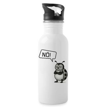 Nö! Marienkäfer – Der Glücksbringer sagt Nein - Trinkflasche mit integriertem Trinkhalm - Weiß - Rechts