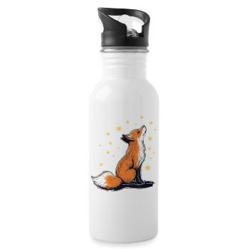 Fox and Stars - Water bottle with straw - white - Right
