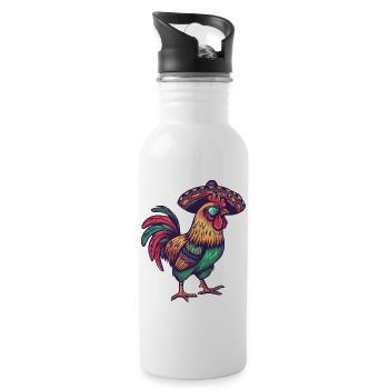 Sombrero drôle comique de coq - Gourde avec paille intégrée - blanc - Droite