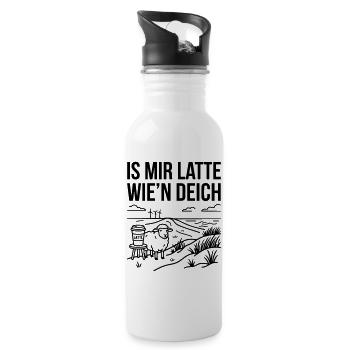 Mir Latte wie Deich Lustiger Norddeutsch Spruch - Trinkflasche mit integriertem Trinkhalm - Weiß - Rechts