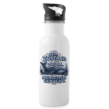 Timmy Wal Shirt – Sein Zustand ist kein Zufall - Trinkflasche mit integriertem Trinkhalm - Weiß - Rechts
