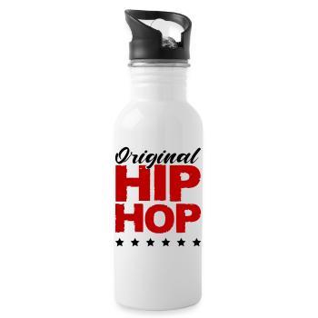 Hip Hop Lettering Red Distressed - Water bottle with straw - white - Right