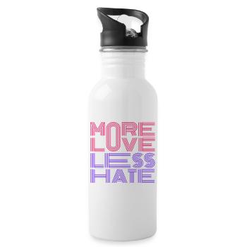More Love Less Hate - Water bottle with straw - white - Right