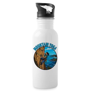 Mountain yoga on the cliffs - Water bottle with straw - white - Right