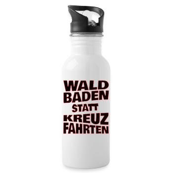 Waldbaden statt Kreuzfahrten - schwarz - Trinkflasche mit integriertem Trinkhalm - Weiß - Rechts