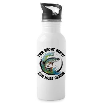 Hecht Angeln - Trinkflasche mit integriertem Trinkhalm - Weiß - Rechts