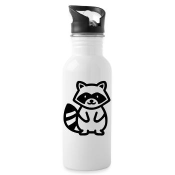 raccoon - Water bottle with straw - white - Right