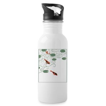 Wabi-sabi style Koi carp - Water bottle with straw - white - Right