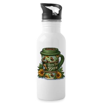 Busy Bee Brew Coffee Cup with Sunflowers - Water bottle with straw - white - Right