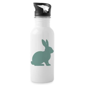 Kaninchen Silhouette  - Trinkflasche mit integriertem Trinkhalm - Weiß - Rechts