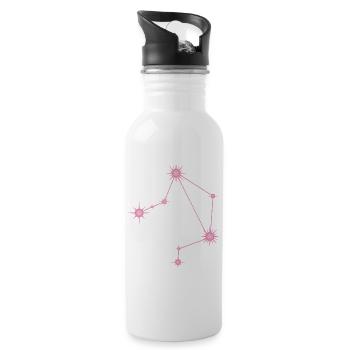 Libra Star Constellation Zodiac Sign Pastel Pink - Water bottle with straw - white - Right